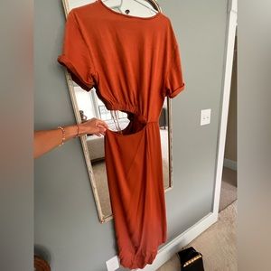 Free People Rae Maxi Cutout Dress in Redwood